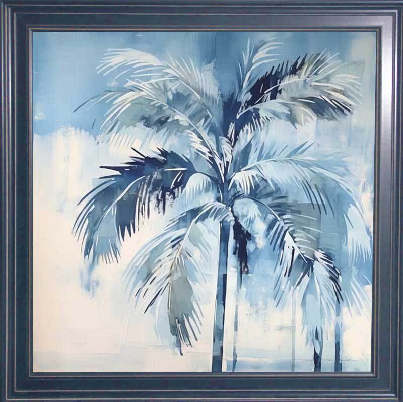 Blue Palm Trees Art Blue Frame 32x32