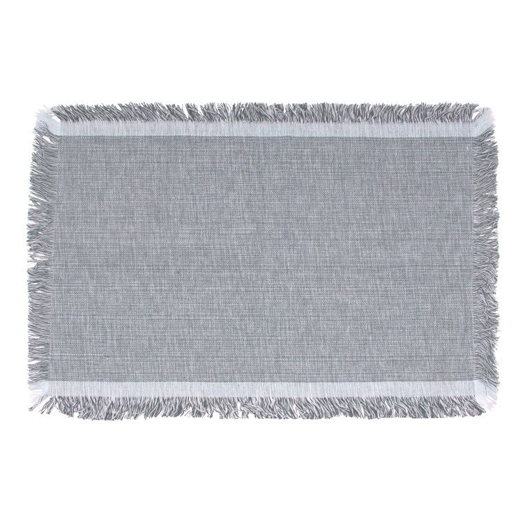 Grey Fringed Cotton Placemat