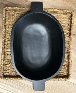 Round Black Dough Bowl with Handles