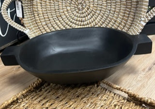 Round Black Dough Bowl with Handles