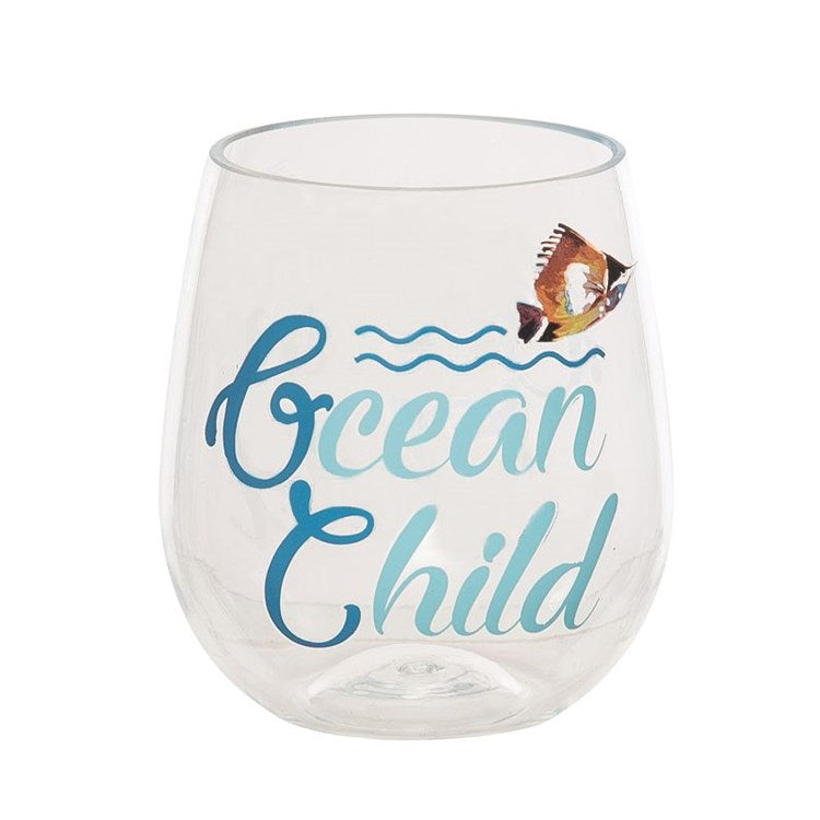 Acrylic stemless wine glass