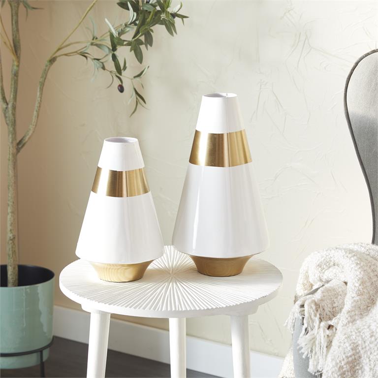 Metal White and Gold Vases 2 sizes