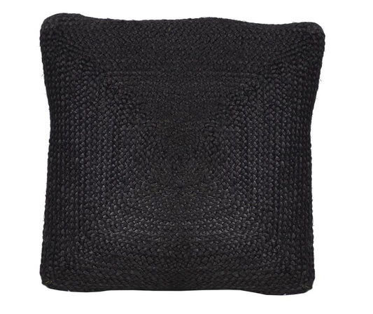 Woven Jute Square Pillows, Black