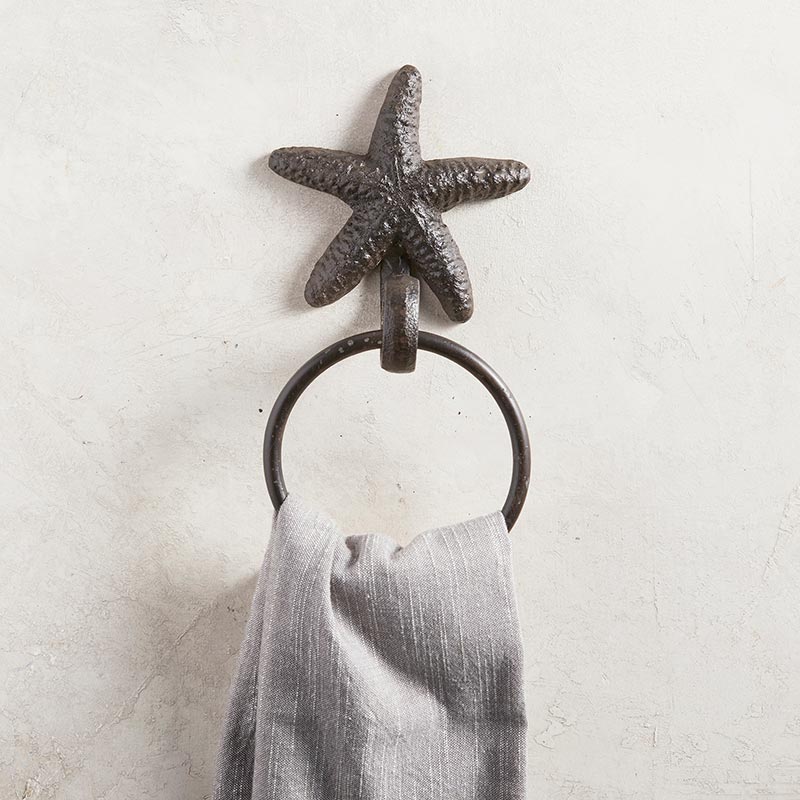 Metal Starfish Wall Towel Ring