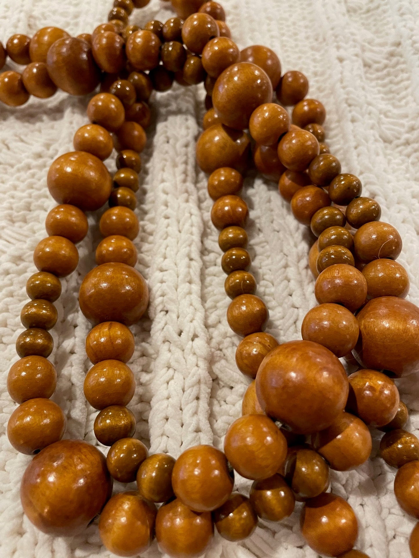 Tan Mango Wood Beads with Tassels
