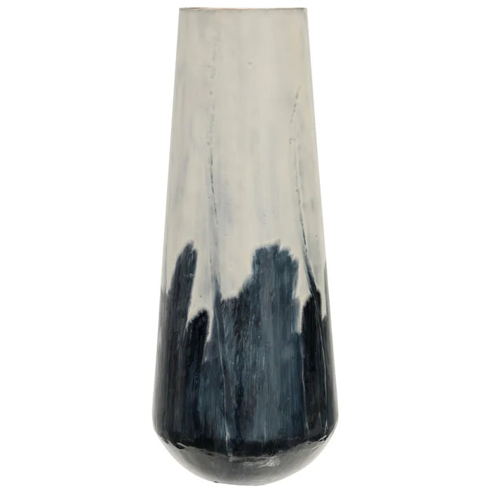 Blue & White Painted Metal Vase